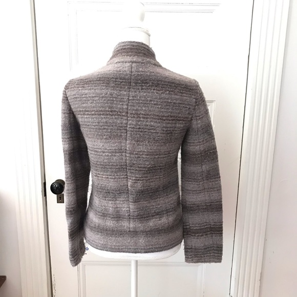 Joie Kawenza Brown Striped Moto Jacket Wool Blend Full Zip - Picture 4 of 6